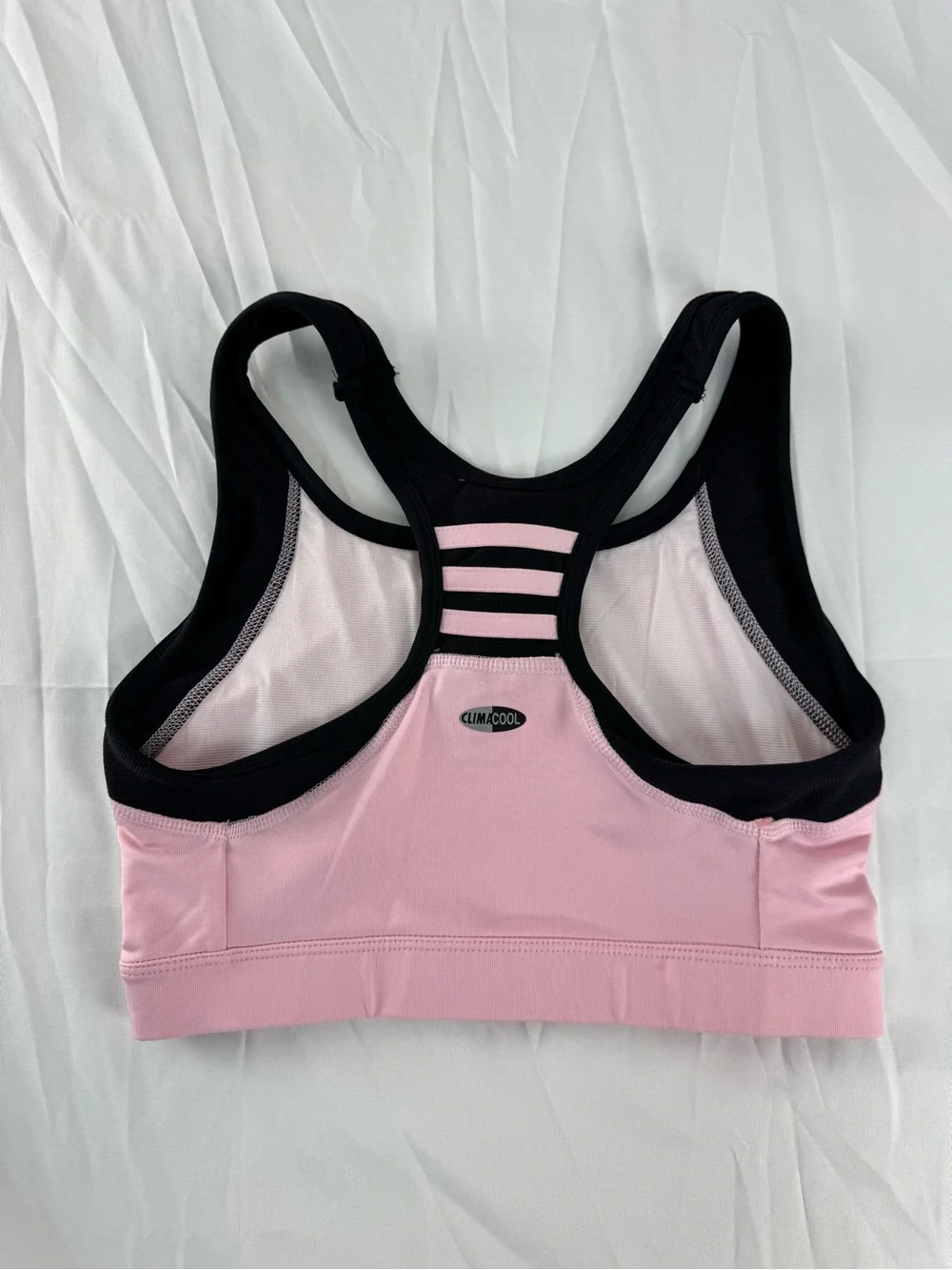adidas Black and Light Pink Racerback Sports Bra - Picture 3 of 6